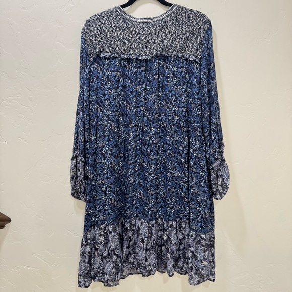 Sundance Talulah Embroidered Blue Floral Boho Dress Women's XXL Knee Length - Picture 9 of 13